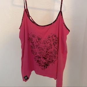 METAL MULISHA Rose Heart Cross Back Tank Top